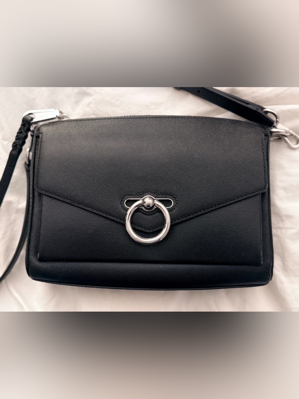 Rebecca Minkoff Jean Mac Crossbody Bag Black Leather Silver Hardware